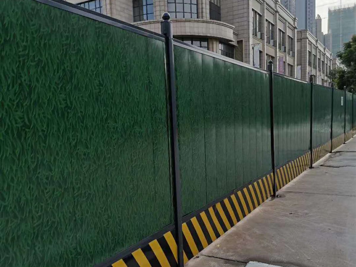 Colour-Steel Hoarding — Powder-coated post and U-section slot holding a colour-steel hoarding panel