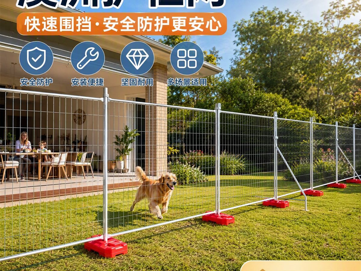带门扇、可整体移动的焊接网临时护栏网片