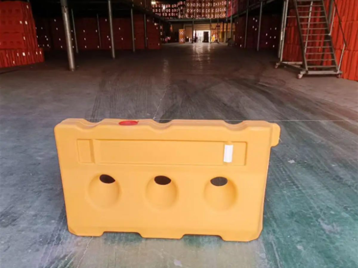 Water-Filled Barrier — Two water-filled barriers connected end to end to form a continuous run